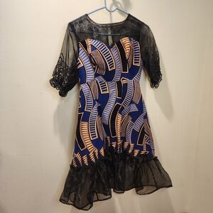 K2R Fashion women's multicolor shorts Sleeves Midi Dress Size 8